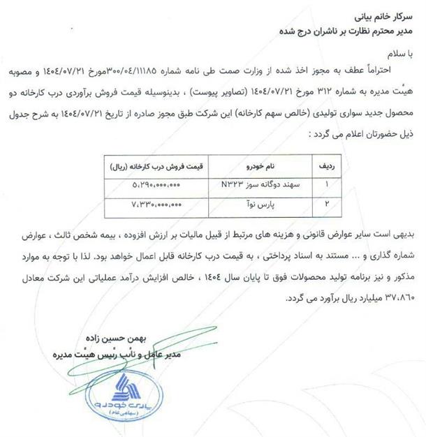 قیمت پایه دو محصول جدید شرکت سایپا